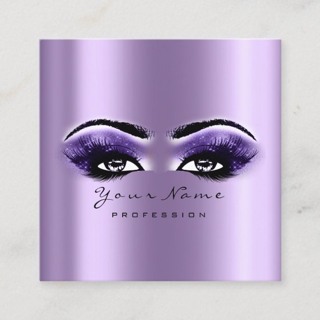 Makeup Artist Eyebrow Eye Lash Purple Violet Square Business Card (Front)