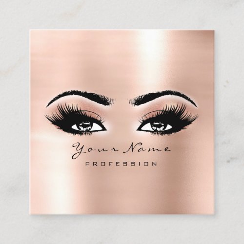 Makeup Artist Eyebrow Eye Lashes Peach Square Square Business Card