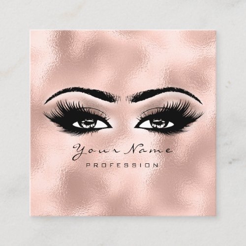 Makeup Artist Eyebrow Eye Lashes Rose Gold Square Square Business Card
