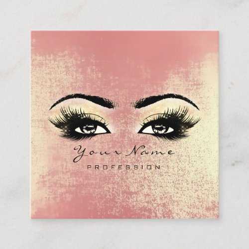 Makeup Artist Eyebrow Eye Lashes Rose Peach Square Square Business Card