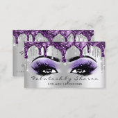 Makeup Artist Eyebrow Eyelash Silver Gray Purple Business Card (Front/Back)