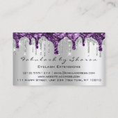 Makeup Artist Eyebrow Eyelash Silver Gray Purple Business Card (Back)
