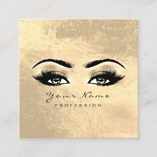 Makeup Artist Eyebrow Eyes Lashes Gold Square Square Business Card