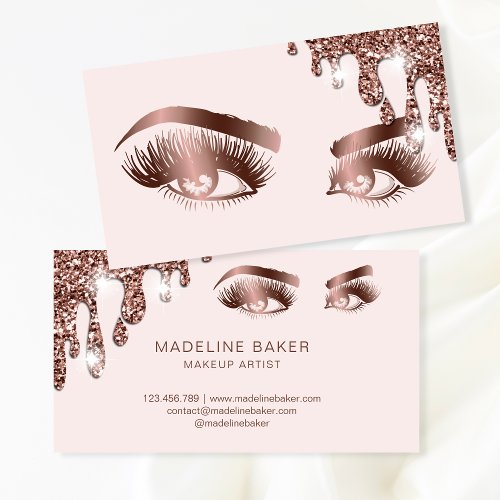 Makeup Artist Eyebrow Eyes Lashes Rose Gold Busine Business Card