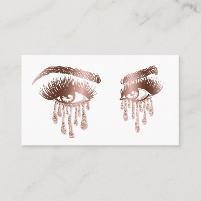 Makeup Artist Eyebrow Eyes Lashes Rose Gold Business Card (Front)
