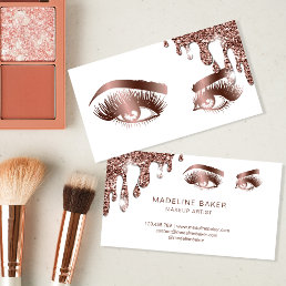 Makeup Artist Eyebrow Eyes Lashes Rose Gold Business Card