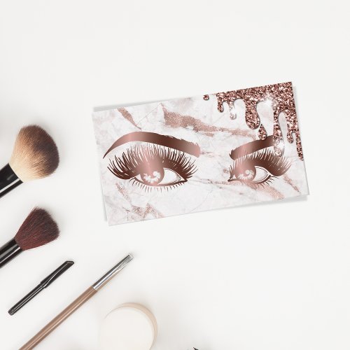 Makeup Artist Eyebrow Eyes Lashes Rose Gold Marble Business Card
