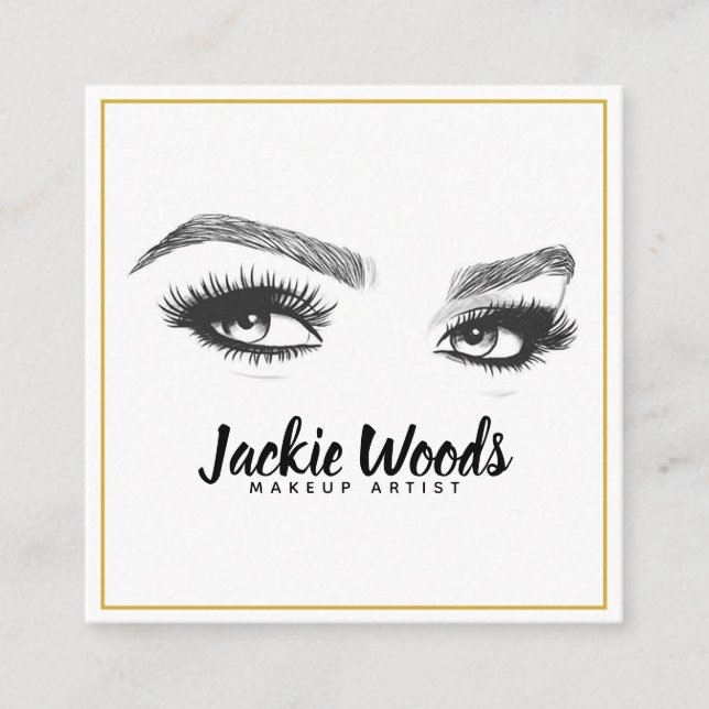 Makeup Artist Eyebrow Eyes Lashes Square Business Card (Front)