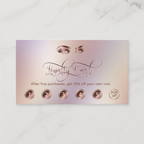 Makeup Artist Eyebrow Eyes Long Lashes Rose Gold Loyalty Card