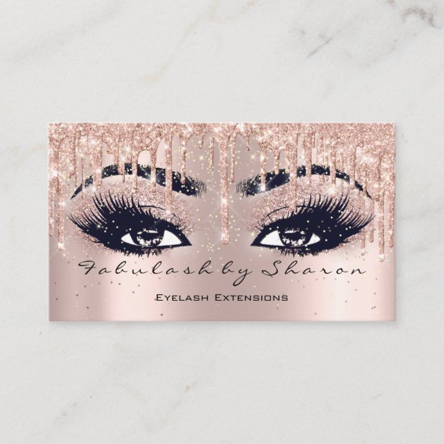Makeup Artist Eyebrow Lash Glitter Drip Spark Blus Business Card (Front)
