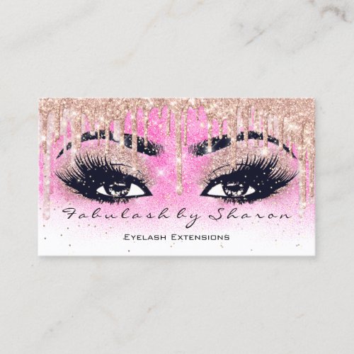 Makeup Artist Eyebrow Lash Glitter Drip Spark Pink Business Card