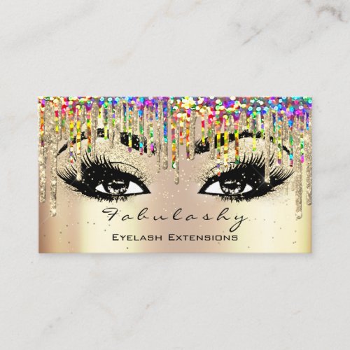 Makeup Artist Eyebrow Lash Glitter Drips Glitter Business Card