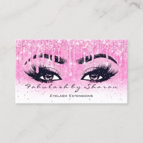 Makeup Artist Eyebrow Lash Glitter Drips Pinky Business Card