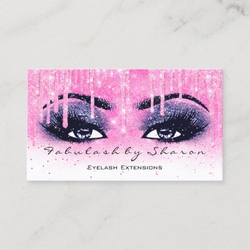 Makeup Artist Eyebrow Lash Smoky Blue Pink Business Card