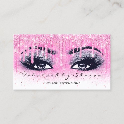 Makeup Artist Eyebrow Lashes Drip Gray Pink Business Card