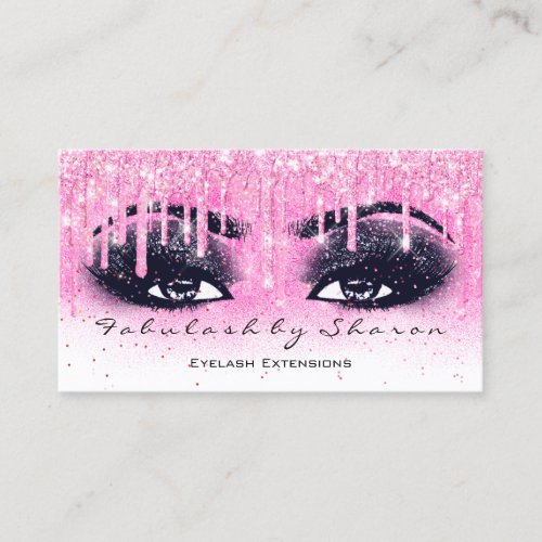 Makeup Artist Eyebrow Lashes Drip Navy Pink Business Card