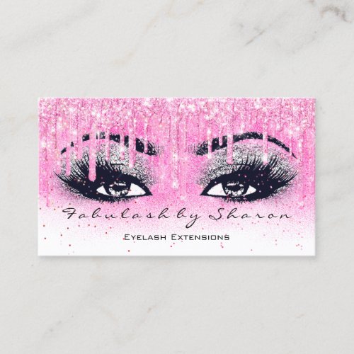 Makeup Artist Eyebrow Lashes Drip Silver  Pink Business Card