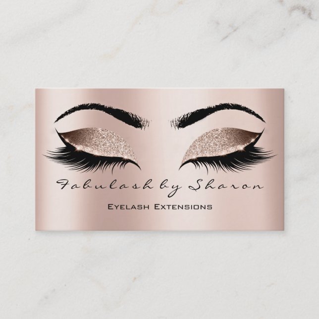 Makeup Artist Eyebrow Lashes Extensi Glitter Pink Business Card (Front)
