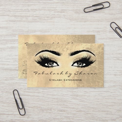 Makeup Artist Eyebrow Lashes Extension Beauty Gold Business Card