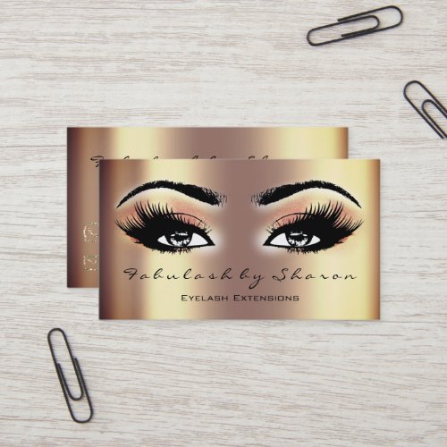 Makeup Artist Eyebrow Lashes Extension Gold Peach Business Card