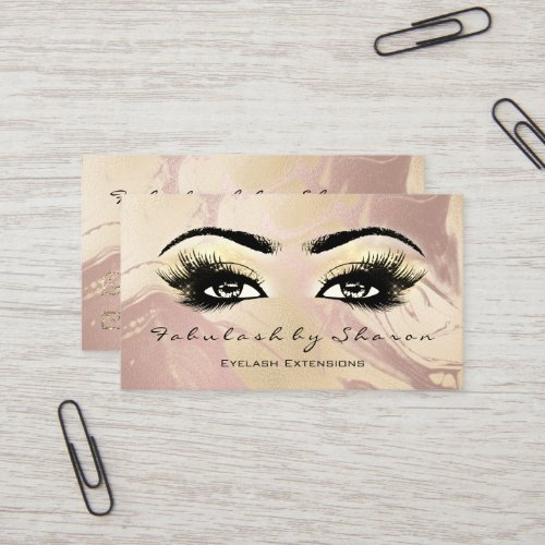 Makeup Artist Eyebrow Lashes Extension Marble Gold Business Card