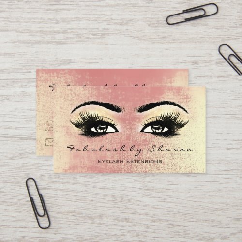 Makeup Artist Eyebrow Lashes Extension Peach Gold Business Card