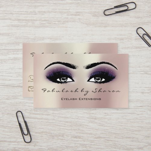 Makeup Artist Eyebrow Lashes Extension Pink Violet Business Card