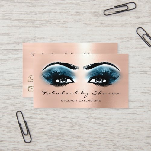 Makeup Artist Eyebrow Lashes Extension Rose Blue Business Card