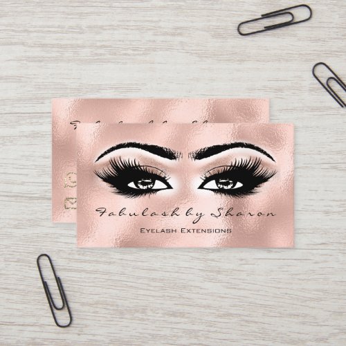 Makeup Artist Eyebrow Lashes Extension Rose Blush Business Card