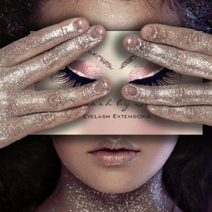 Makeup Artist Eyebrow Lashes Extension Rose Glam Business Card