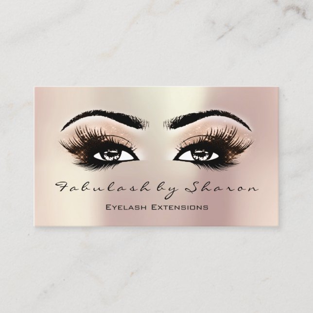 Makeup Artist Eyebrow Lashes Extension Rose Gold Business Card (Front)