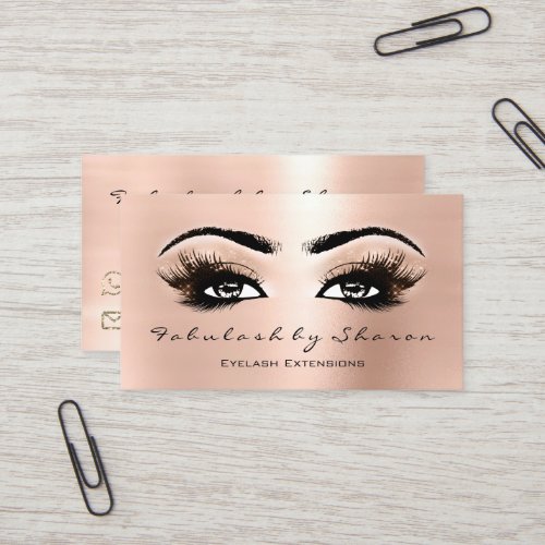 Makeup Artist Eyebrow Lashes Extension Rose Gold Business Card