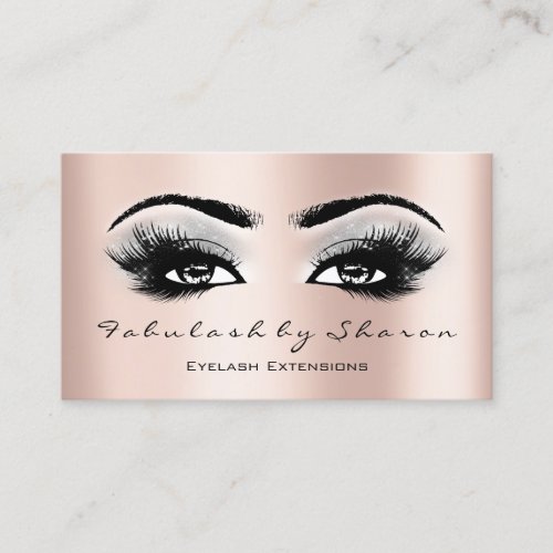 Makeup Artist Eyebrow Lashes Extension Rose Gray Business Card