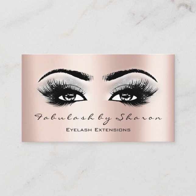 Makeup Artist Eyebrow Lashes Extension Rose Gray Business Card (Front)