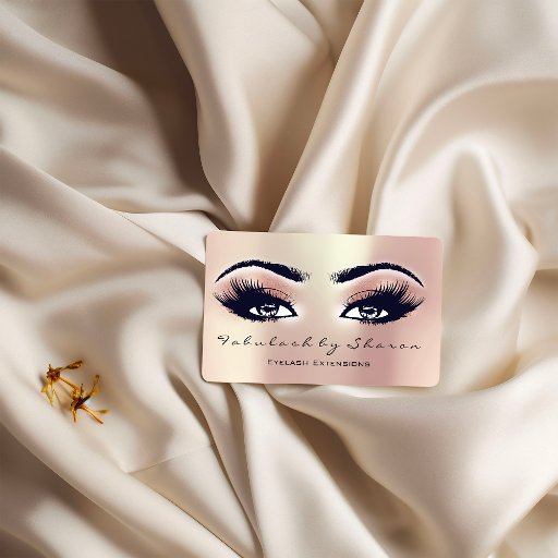 Customizable Makeup Artist Eyebrow Lashes Extension Rose Pearl Business Card
