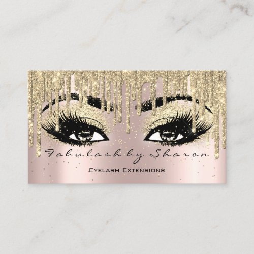 Makeup Artist Eyebrow Lashes Glitter Drips Gold Business Card