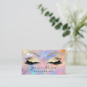 Makeup Artist Eyebrow Lashes Glitter Holographic Business Card (Standing Front)