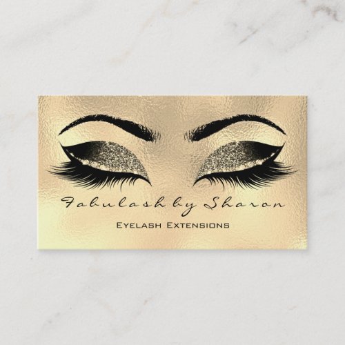 Makeup Artist Eyebrow Lashes Gold Glitter Waxing Business Card