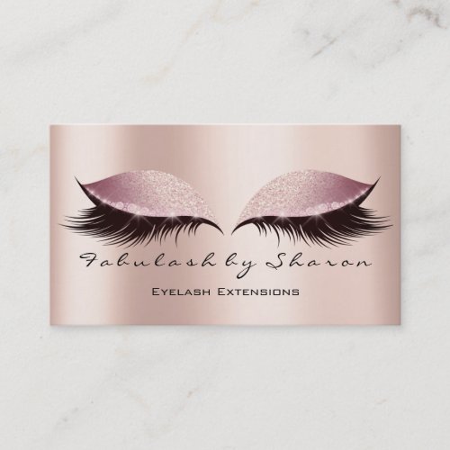 Makeup Artist Eyebrow Lashes Rose Glitter Pink Business Card