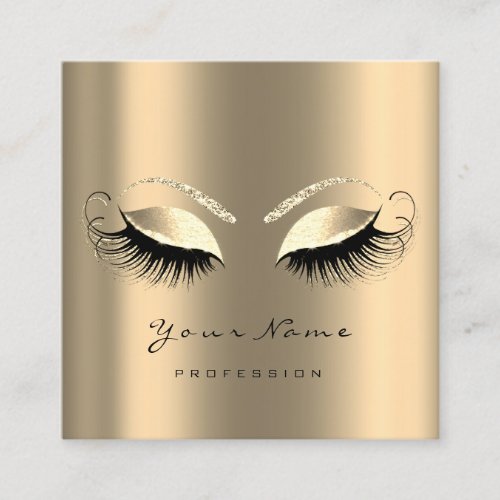 Makeup Artist Eyebrow Lashes Sepia Gold Square VIP Square Business Card