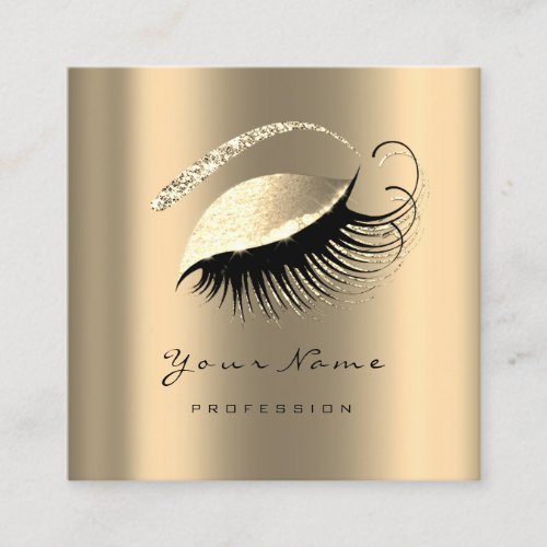 Makeup Artist Eyebrow Lashes Sepia Gold Square VIP Square Business Card