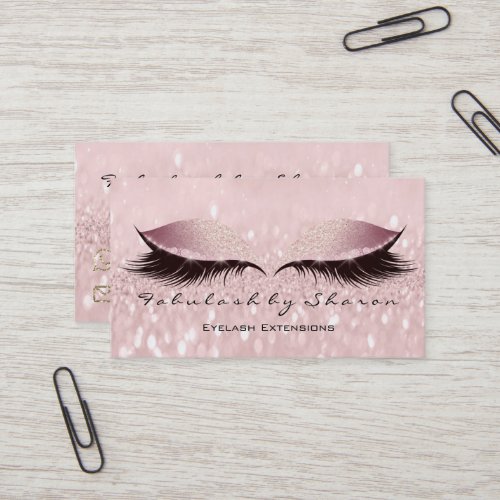 Makeup Artist Eyebrow Lashes SPA LUX Glitter Pink Business Card