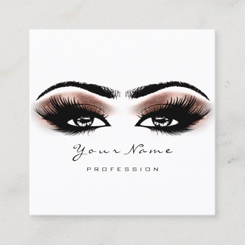 Makeup Artist Eyebrow Rose Lashes White Square Square Business Card