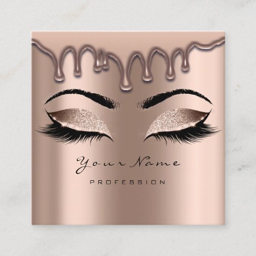 Makeup Artist Eyebrow Wax Lash Glitter Pink Drips Square Business Card