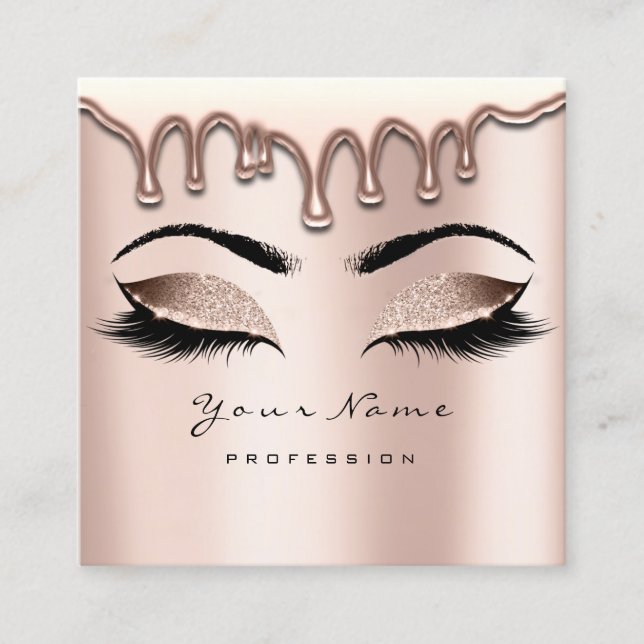 Makeup Artist Eyebrow Wax Lash Glitter Pink Square Business Card (Front)