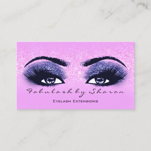 Makeup Artist Eyebrows Lash Pink Blue Glitter Business Card