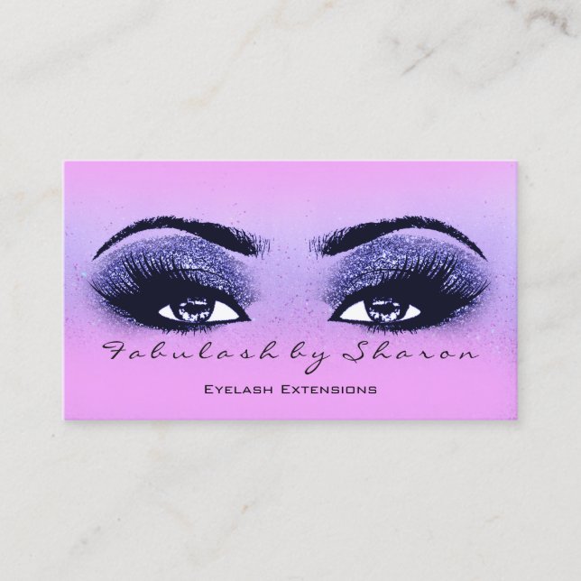 Makeup Artist Eyebrows Lash Pink Blue Navy Business Card (Front)