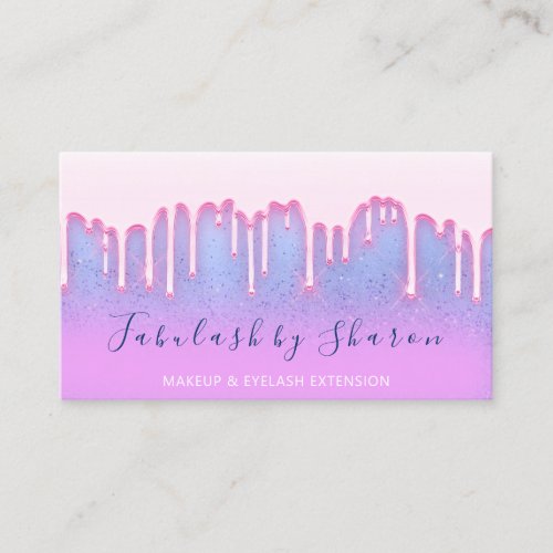 Makeup Artist Eyebrows Lash Studio Pink Drips Business Card