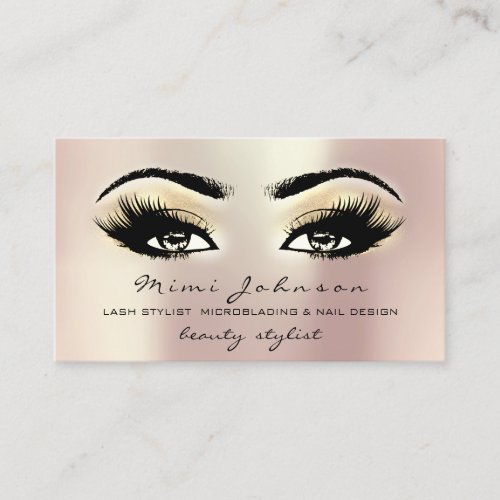 Makeup Artist Eyebrows Lashes Champaigne Rose Business Card