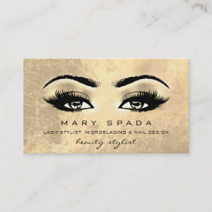 Makeup Artist Eyebrows Lashes Gold Esthetician Business Card